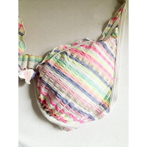 Victorias Secret Striped Seersucker 2 Piece Bikini Set  L/34D - Picture 7 of 9